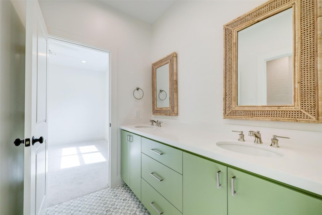 2006 Chantilly Ln, Houston, TX 77018 - bathroom with tile patterned floors, double vanity, and a sink