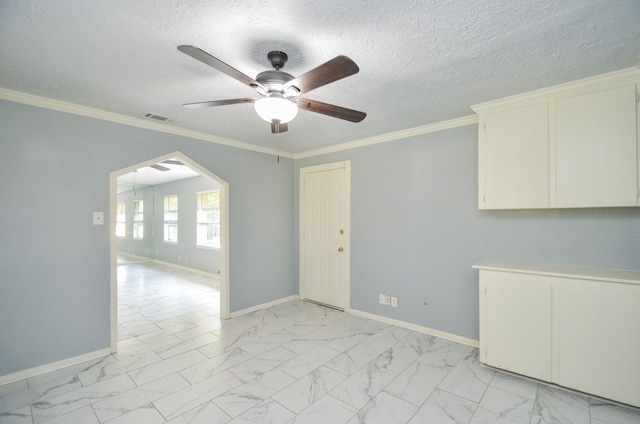 6606 Flamingo Dr, Houston, TX 77087 - empty room with marble finish floor, visible vents, baseboards, and a ceiling fan