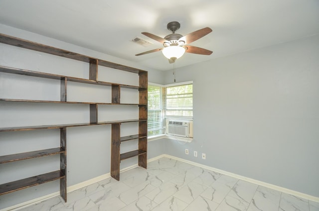 6606 Flamingo Dr, Houston, TX 77087 - interior space featuring visible vents, baseboards, marble finish floor, and cooling unit