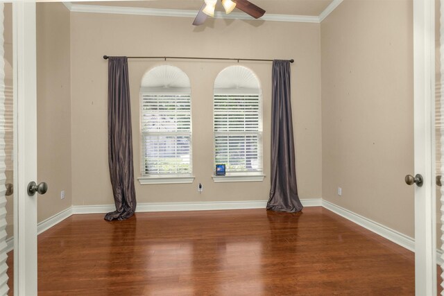 110 Wick Willow Dr, Montgomery, TX 77356 - unfurnished room with wood finished floors, a ceiling fan, crown molding, and baseboards