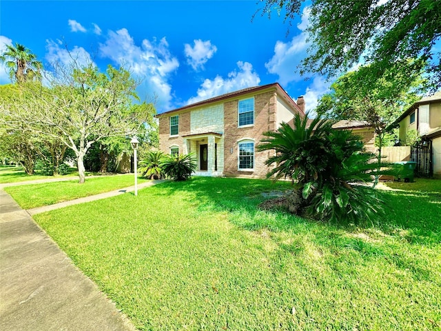 7914 Oakington Dr, Houston, TX 77071 - view of front of home featuring brick siding and a chimney
