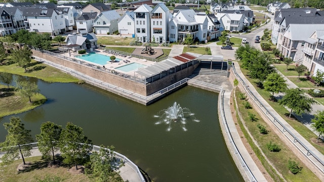 8624 Emnora Ln, Houston, TX 77080 - aerial perspective of suburban area featuring a pool area and a large body of water