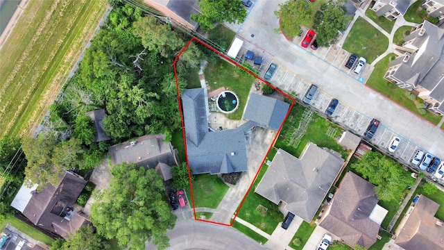 13230 Ferry Hill Ln, Houston, TX 77015 - aerial perspective of suburban area with property parcel outlined