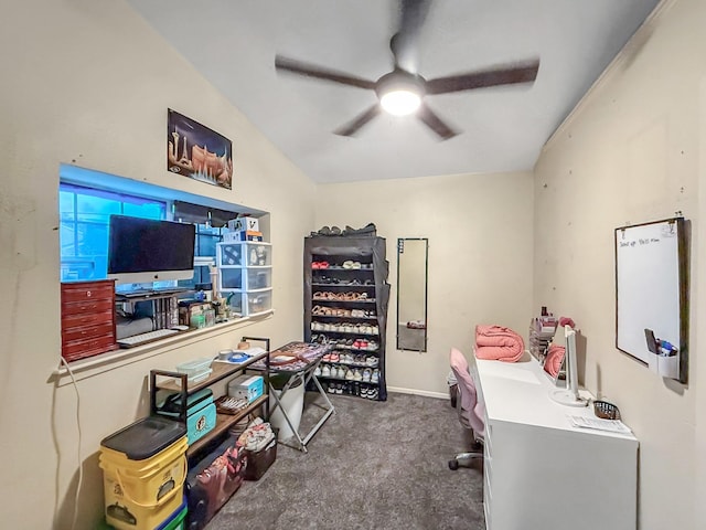 13230 Ferry Hill Ln, Houston, TX 77015 - carpeted home office featuring ceiling fan