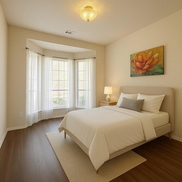 8414 Manassas Ln, Houston, TX 77083 - bedroom featuring baseboards and dark wood-style floors