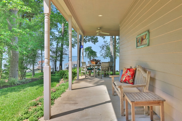 view of patio / terrace with a ceiling fan