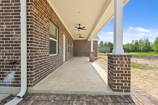 view of patio with a ceiling fan