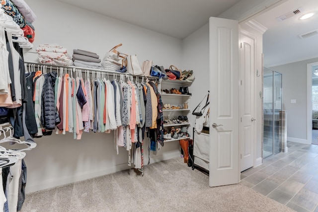spacious closet with visible vents
