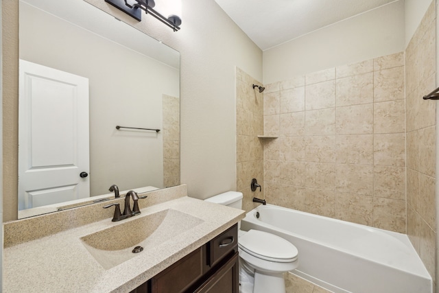 8227 Caroline Ridge Dr, Humble, TX 77396 - bathroom with toilet, tub / shower combination, and vanity