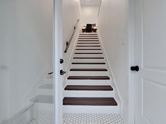 1408 W 23rd St, Houston, TX 77008 - stairs with tile patterned floors
