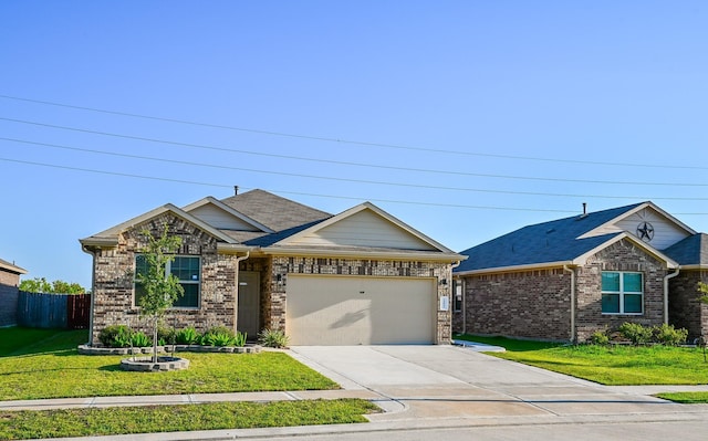 21003 Iris Holly St, Katy, TX 77449 - view of front facade with a garage, roof with shingles, a front yard, fence, and concrete driveway