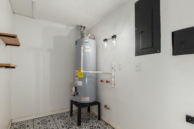 utilities with gas water heater and electric panel