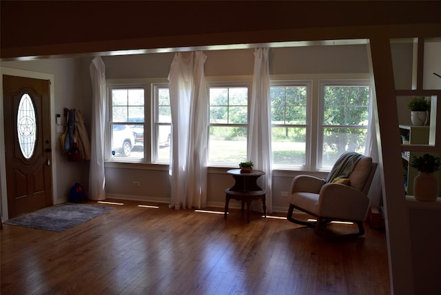 interior space with baseboards and hardwood / wood-style floors