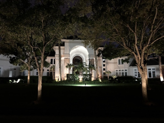 view of property at night