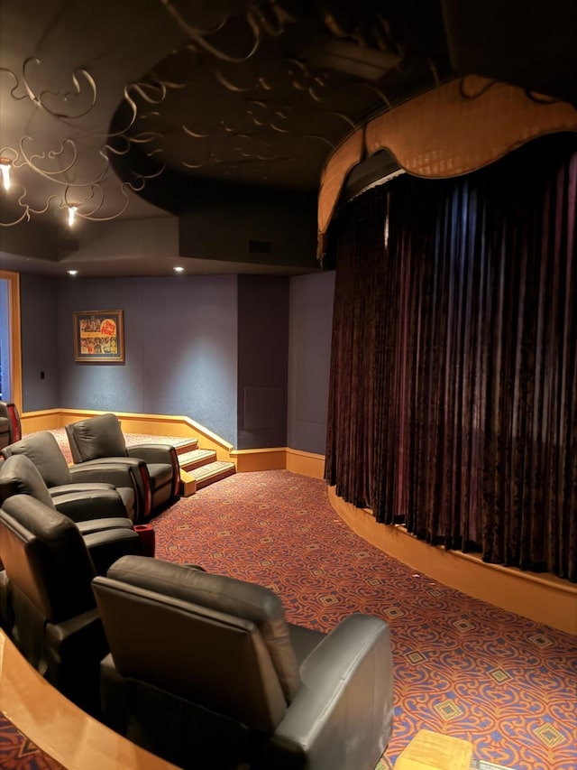 view of carpeted cinema room