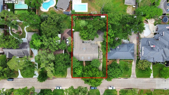 drone / aerial view with a residential view