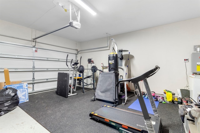 exercise area with a garage
