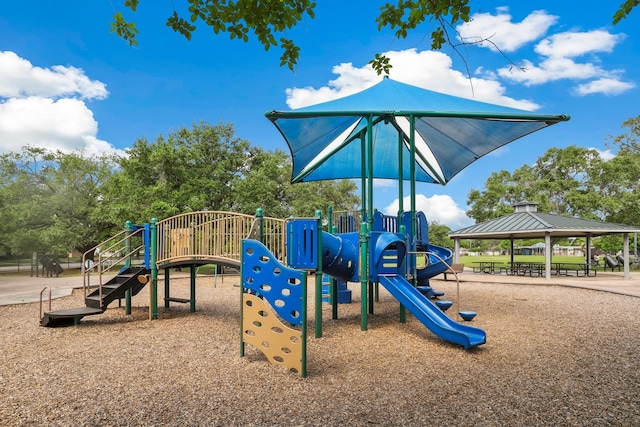community play area with a gazebo