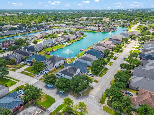 10130 Lakeside Gables Dr, Houston, TX 77065 - birds eye view of property featuring a water view and a residential view
