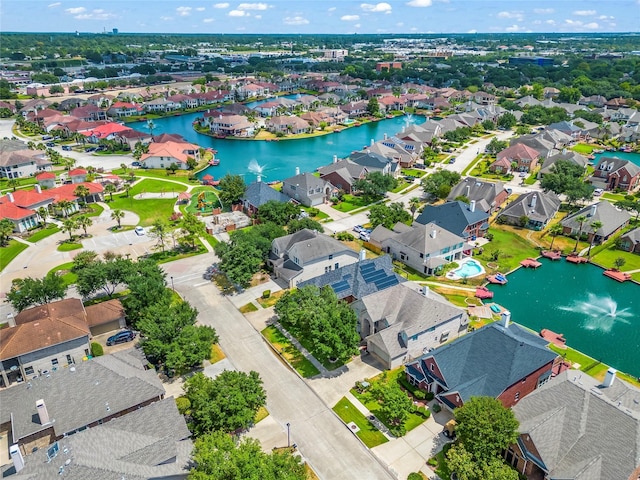 10130 Lakeside Gables Dr, Houston, TX 77065 - bird's eye view with a water view and a residential view