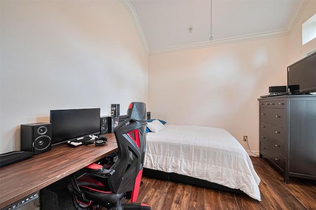 11423 Corola Trail Dr, Houston, TX 77066 - bedroom featuring crown molding, wood finished floors, and an office area