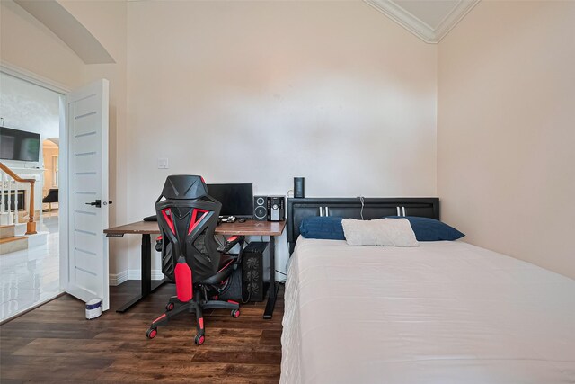 11423 Corola Trail Dr, Houston, TX 77066 - bedroom featuring ornamental molding and wood finished floors