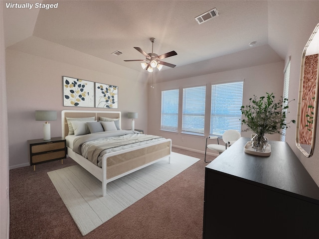 24410 Bludana Ln, Richmond, TX 77406 - bedroom featuring a ceiling fan, baseboards, carpet, and visible vents