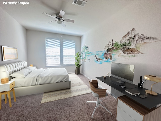 24410 Bludana Ln, Richmond, TX 77406 - bedroom featuring visible vents, ceiling fan, and carpet floors