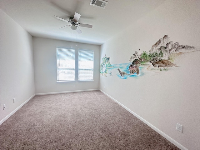 24410 Bludana Ln, Richmond, TX 77406 - unfurnished room featuring carpet flooring, baseboards, a ceiling fan, and visible vents