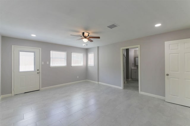 3605 Barberry Dr, Houston, TX 77051 - interior space featuring recessed lighting, plenty of natural light, visible vents, and a ceiling fan
