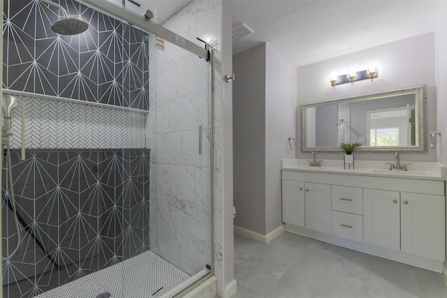 3605 Barberry Dr, Houston, TX 77051 - full bath with a shower stall, double vanity, and a sink