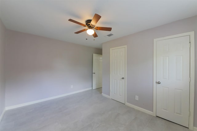 3605 Barberry Dr, Houston, TX 77051 - unfurnished bedroom with a closet, baseboards, a ceiling fan, and visible vents