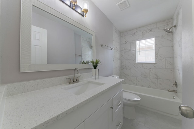 3605 Barberry Dr, Houston, TX 77051 - full bath with visible vents, toilet, vanity, and washtub / shower combination