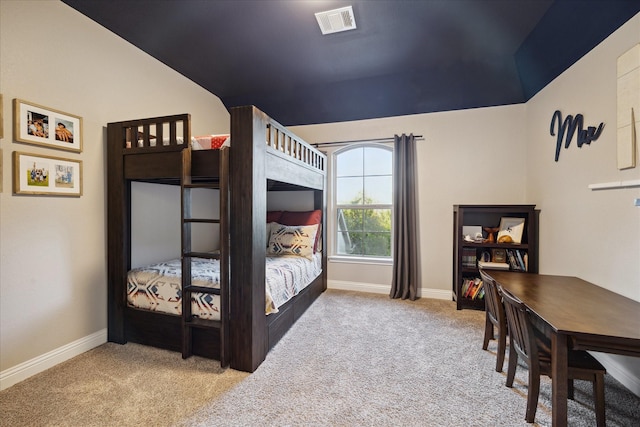 bedroom featuring carpet floors, baseboards, and visible vents