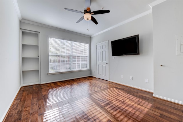 2111 Welch St Unit A107, Houston, TX 77019 - unfurnished bedroom featuring crown molding, hardwood / wood-style flooring, baseboards, and ceiling fan