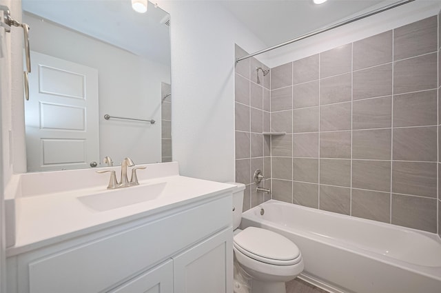 22607 Rising Rosehill Ln, Tomball, TX 77377 - bathroom featuring toilet, washtub / shower combination, and vanity
