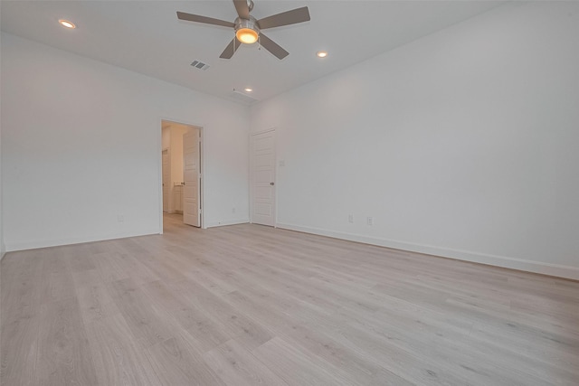 1611 Regents Gate Ct, Houston, TX 77055 - empty room featuring ceiling fan, light wood finished floors, baseboards, and recessed lighting
