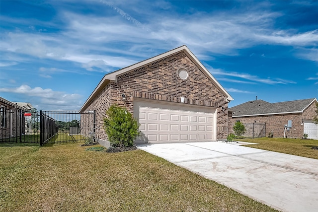 2203 Manila, Texas City, TX 77568 - view of side of home featuring brick siding, fence, a yard, and driveway