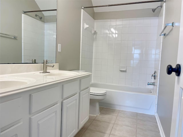 15318 Redbud Berry Way, Cypress, TX 77433 - full bath with shower / bathtub combination, tile patterned flooring, toilet, a sink, and double vanity