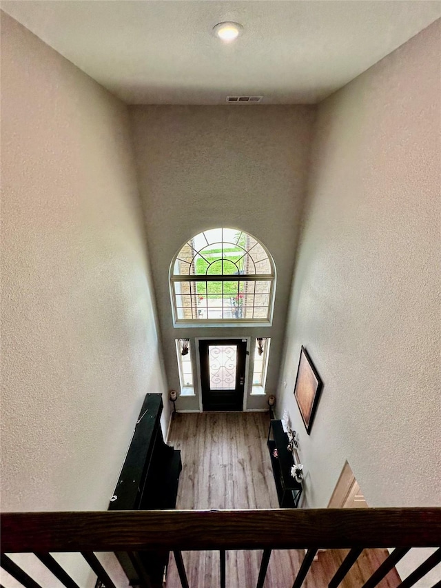 31503 Sandpiper Creek Dr, Hockley, TX 77447 - entrance foyer featuring a textured wall and wood finished floors