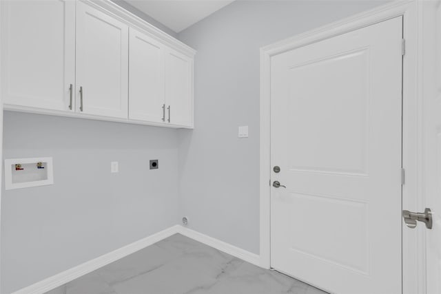 3007 E Ebano Ave, Hidalgo, TX 78557 - washroom with electric dryer hookup, hookup for a washing machine, cabinet space, and light marble finish flooring
