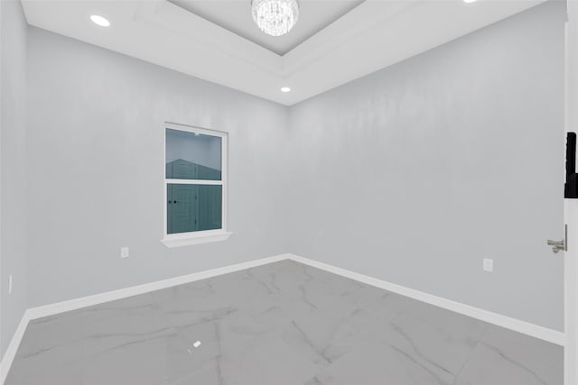 3007 E Ebano Ave, Hidalgo, TX 78557 - empty room featuring marble finish flooring, a chandelier, and recessed lighting