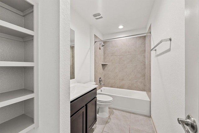 29607 Ella Larchmont Ct, Katy, TX 77494 - bathroom featuring vanity, tile patterned floors, toilet, visible vents, and tub / shower combination