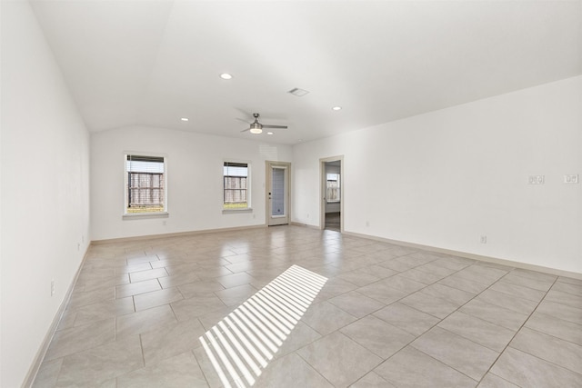 29607 Ella Larchmont Ct, Katy, TX 77494 - unfurnished room with light tile patterned floors, baseboards, recessed lighting, and a ceiling fan
