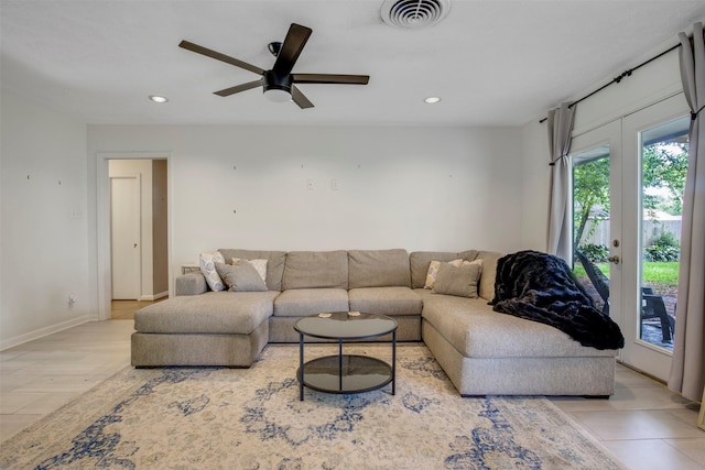 3703 Peppermill Rd, Houston, TX 77080 - living room with recessed lighting, a ceiling fan, and baseboards
