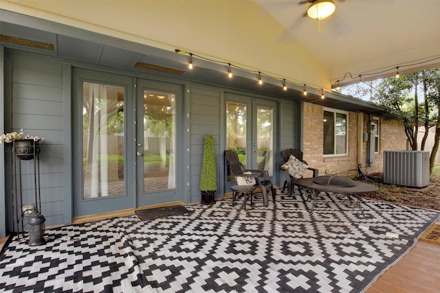 3703 Peppermill Rd, Houston, TX 77080 - view of patio / terrace featuring french doors and central air condition unit
