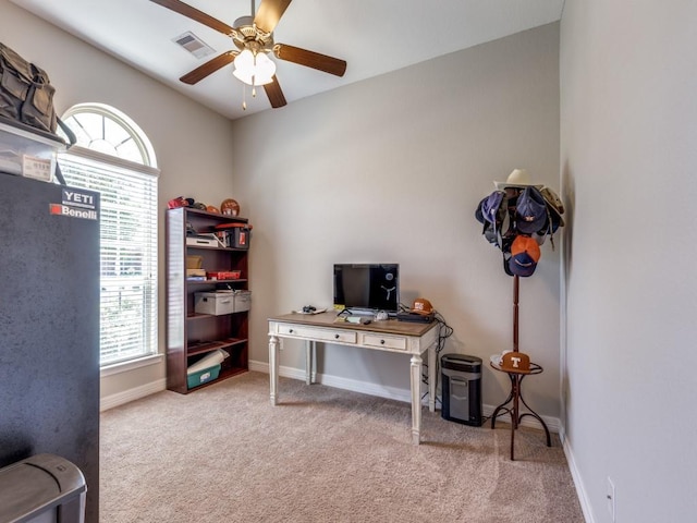 2054 Brookmont Dr, Conroe, TX 77301 - office space with ceiling fan, carpet floors, and baseboards