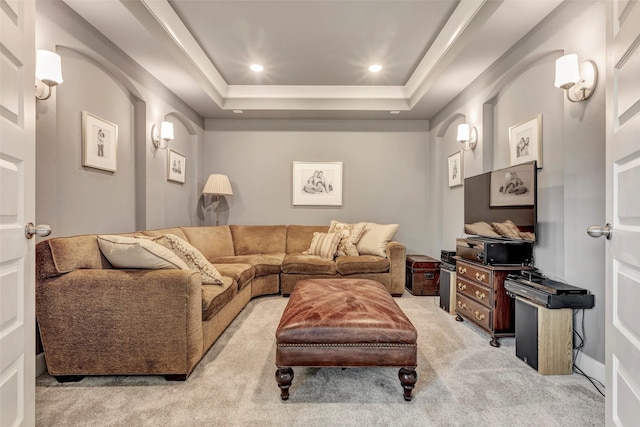 404 Christians Ct, Montgomery, TX 77316 - living area with arched walkways, light carpet, and a raised ceiling