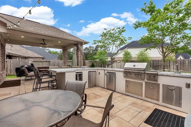 404 Christians Ct, Montgomery, TX 77316 - view of patio / terrace featuring grilling area, a fenced backyard, a bar, and area for grilling