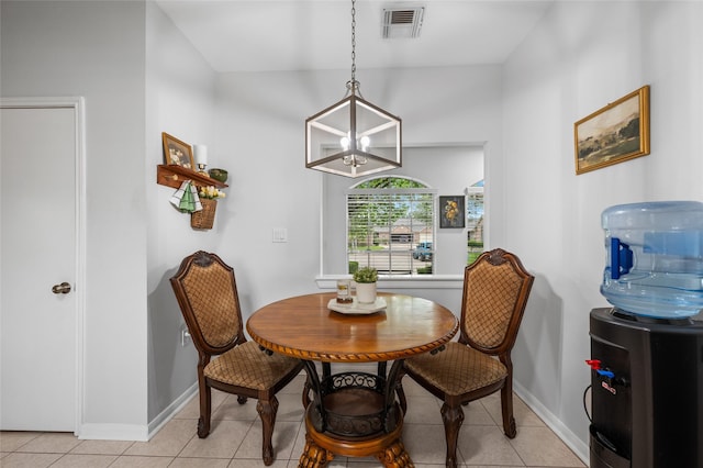 dining area with visible vents, baseboards, and light tile patterned flooring